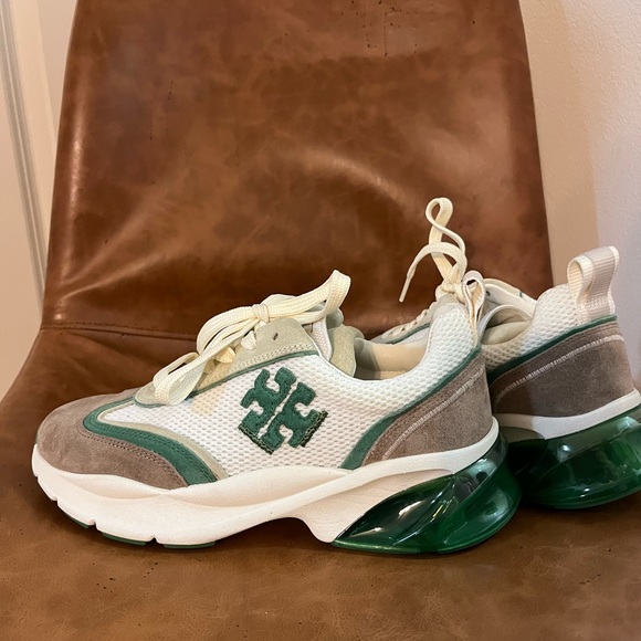 Tory Burch Shoes - Tory Burch Ladies New Ivory Green Cerbiatto Good Luck Trainers size 9